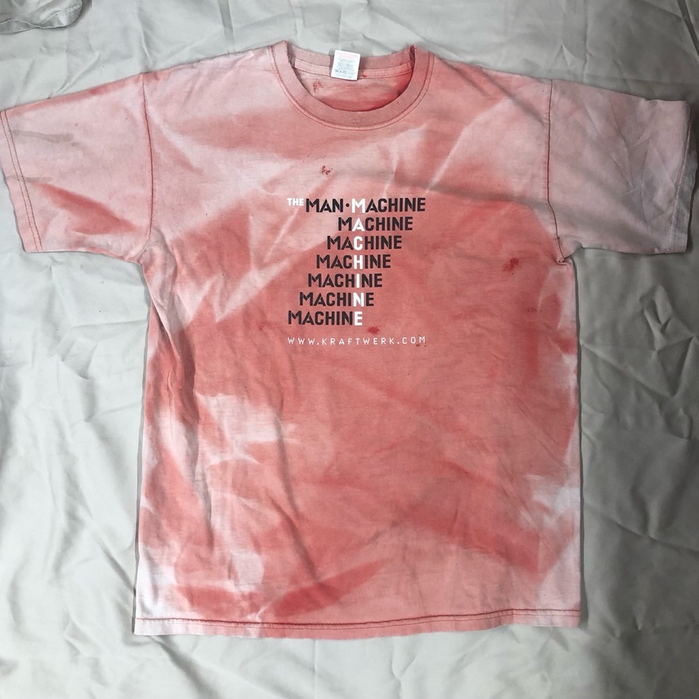 Vintage Kraftwerk Man Machine Faded Distressed Red Fruit of the Loom Cotton Shir